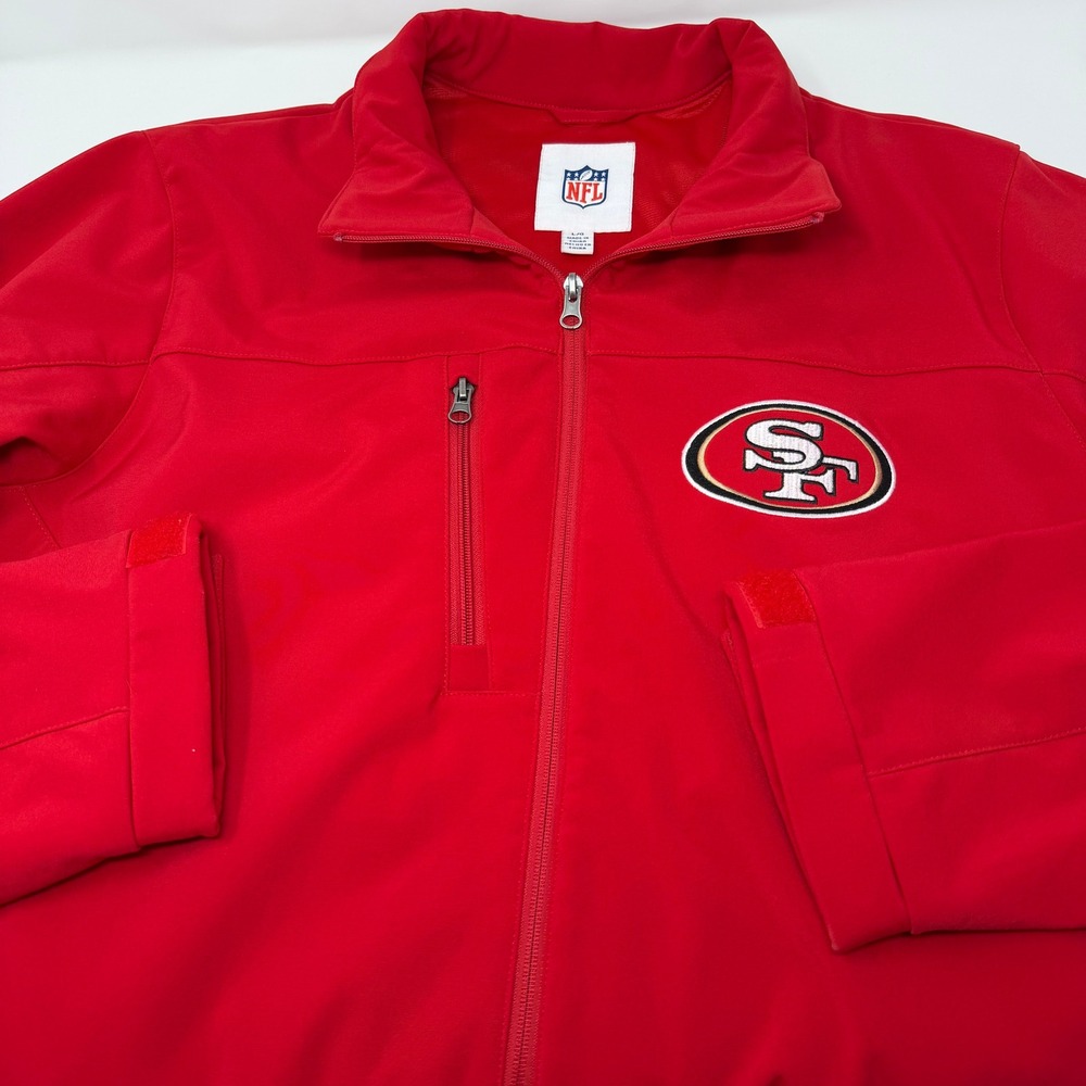 NFL San Francisco 49ers Soft Shell Jacket Red Full Zip Mens Large SF Niners